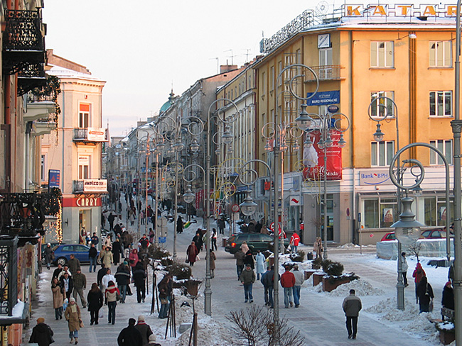 Kielce, Sienkiewicza Street in winter