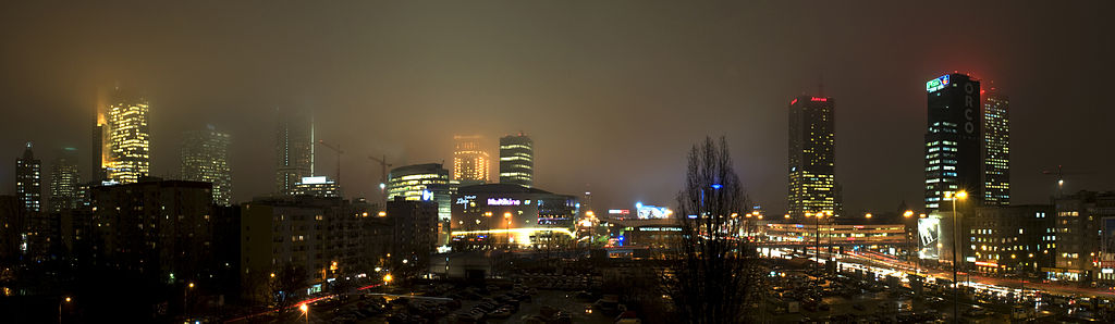 Warsaw by night, panorama