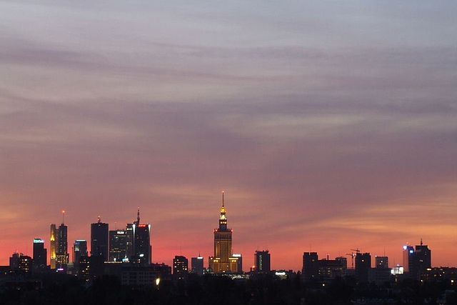 Warsaw evening skyline